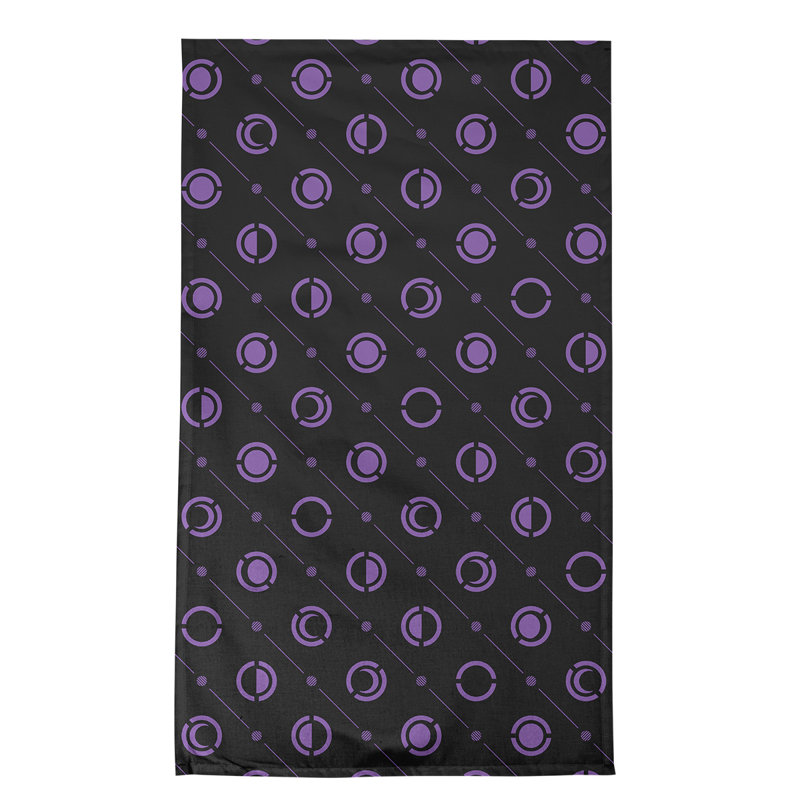 Torchon Moon phases, Noir / mauve jasmine, Croisé en coton