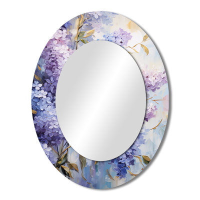 Purple And Blue Lilac Bush In Bloom - Traditional Oval Wall Mirror