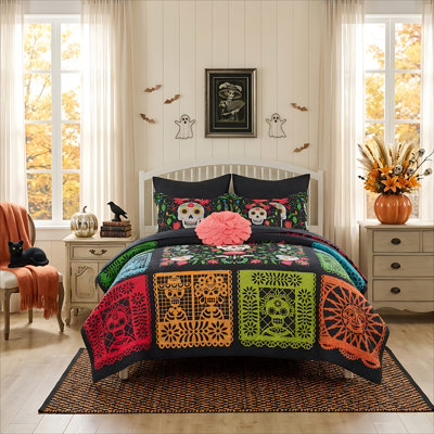 Day of the Dead Halloween Themed Quilt Set