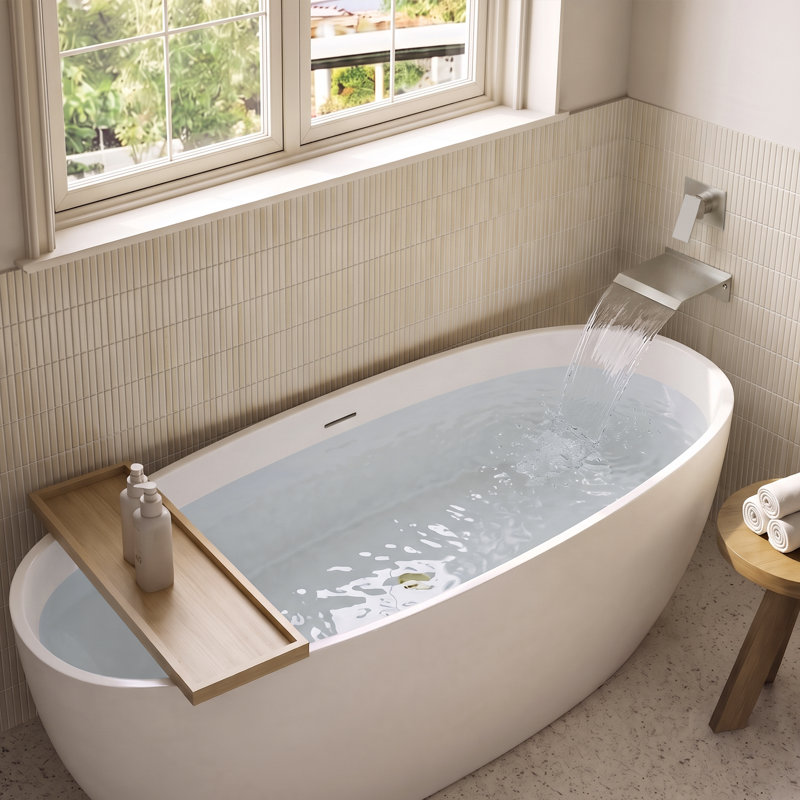 Robinet de baignoire romaine à une poignée, Nickel brossé