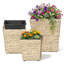 Ensemble de 3 jardinières en rotin avec doublures en plastique amovibles pour plantes d'intérieur et d'extérieur, de couleur naturel et noir.
