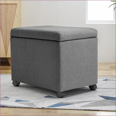 Repose-pieds avec rangement, style traditionnel pour la maison / le bureau | Gris clair | Tissu