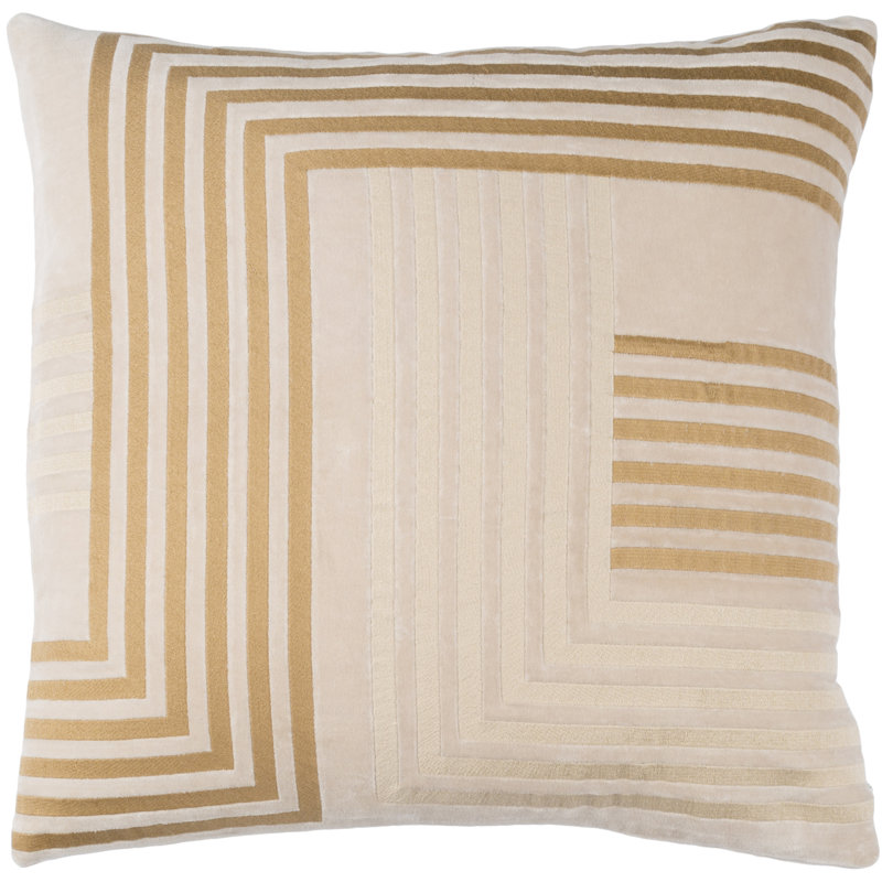 Housse de coussin en coton , H 20" x l 20" x P 1", Beige/Brun clair