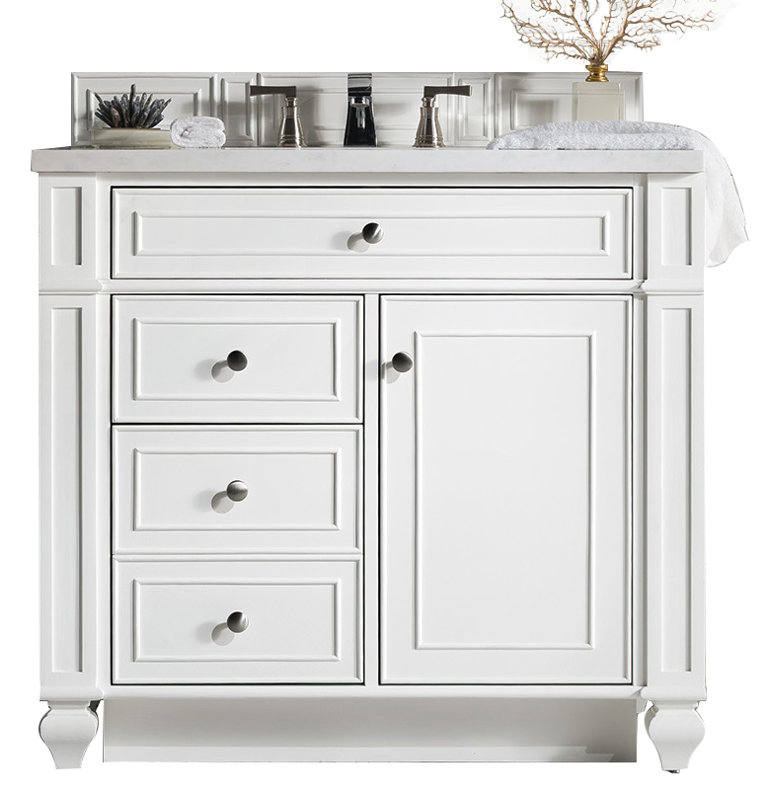 Bristol 36'' W Single Vanity, Bright White, White Zeus, 8" Widespread