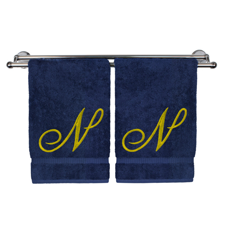 Super Plush Hand Towel, Navy/Gold, N