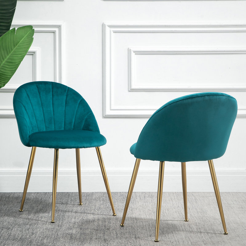 Persephone 46cm H Velvet Upholstered Queen Anne Back Side Chair, Teal