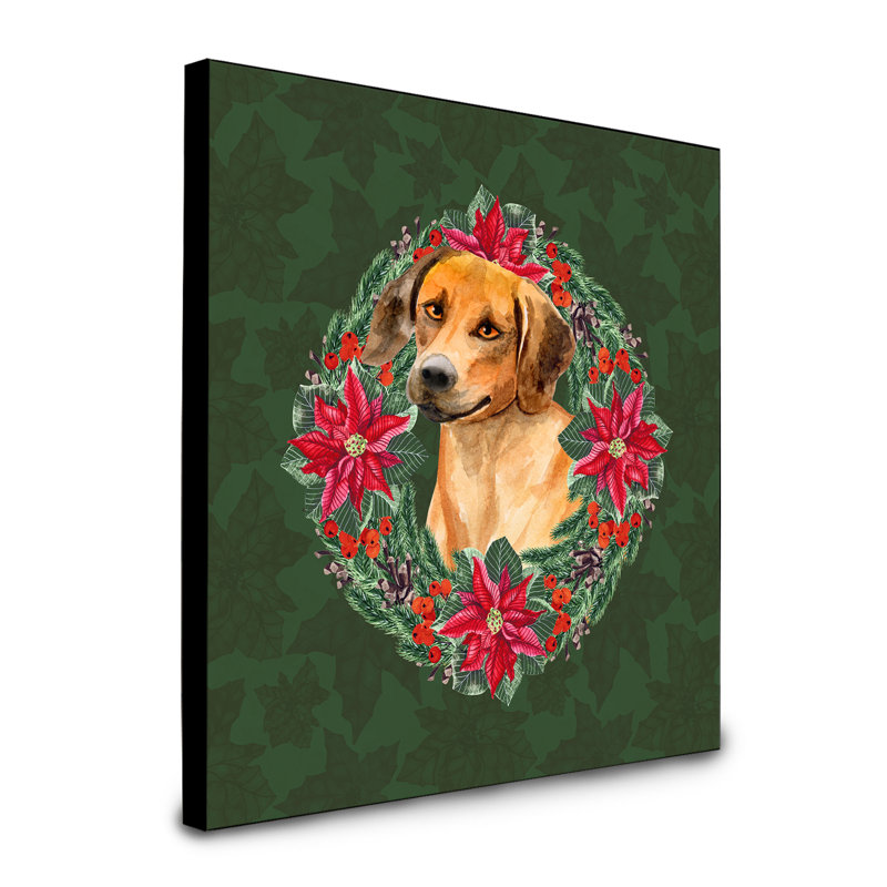 Panneau mural d’art à couronne poinsetta Fabrienne, Chien de Rhodésie à crête dorsale