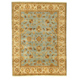 Hand Knotted Wool Oriental Area Rug in Light Blue And Ivory
