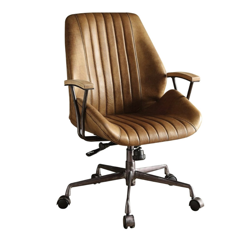 Mobilier de bureau en cuir café avec siège réglable