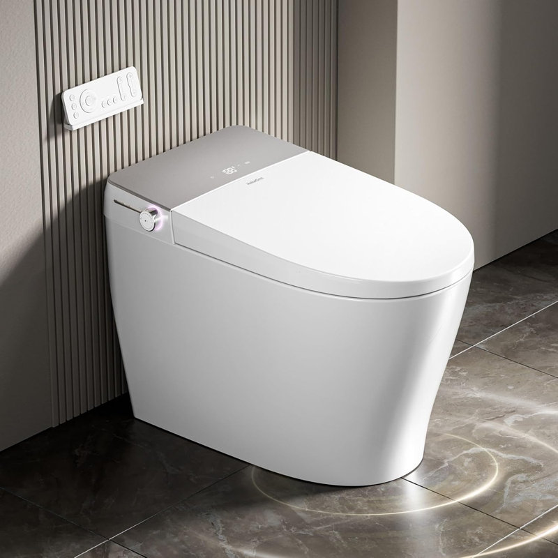 Smart Toilet with Built-in Tank - Electric Bidet Toilet with Side Knob Control, Foot Sensor Operation, Auto Flush, Heated Seat, Instant Warm Water, Air Dryer, 1.06 GPF One-Piece Toilet