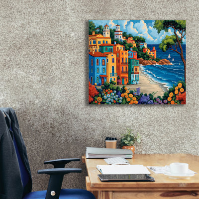  «Seaside Serenity» par Doron David, art mural sur toile, 30 po x 26 po