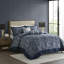 Ensemble de literie classique en jacquard bleu marine, coton confortable, conception réversible