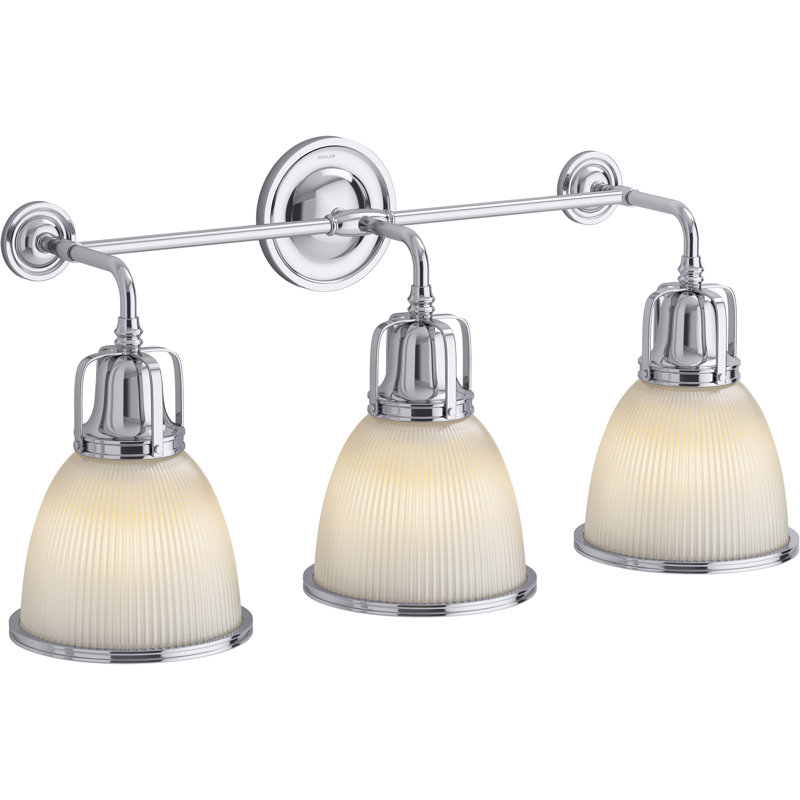 Hauksbee Three-Light Bell Sconce, Polished Chrome, 13.78" H x 28.03" W x 9.63" D