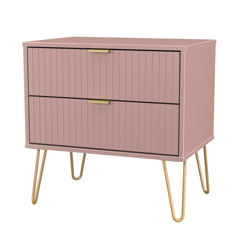 Beranda 58cm W Manufactured Wood Bedside Table, Kobe Pink