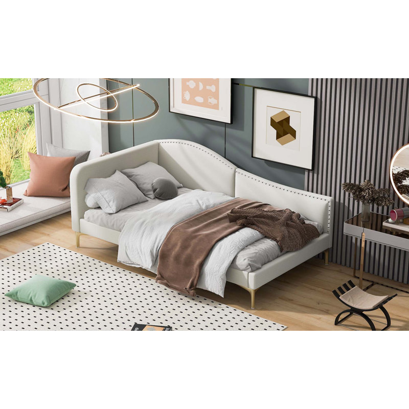 Ruthlene Upholstered Daybed Bed, Beige, Twin