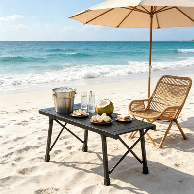 Table de camping robuste, table pliable, table portable avec deux hauteurs réglables