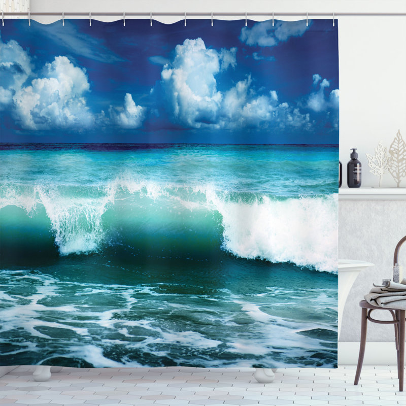 Ensemble de rideau de douche et crochets Ocean, H 75 po x l 69 po