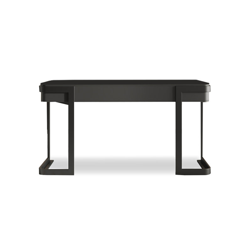 Bureau moderne en pierre frittée minimaliste, H 29,53 po x l 62,99 po x P 23,62 po, Noir, noir, noir, noir