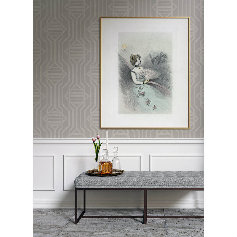 Essex Dark Blue Geometric Wallpaper, Gray