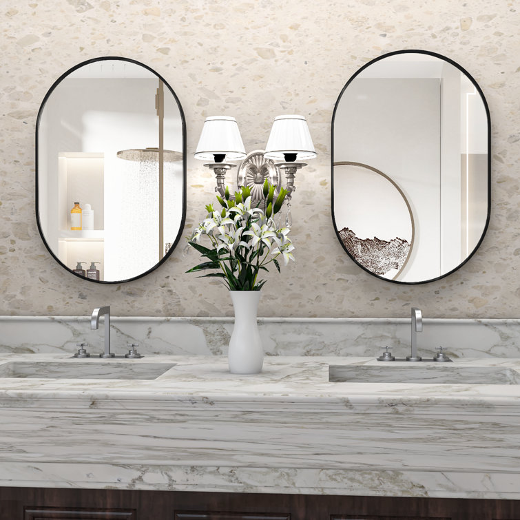 Oval Bathroom Mirror with Distancers