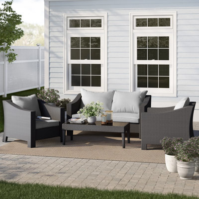 Amarveer 4-Piece Rattan Sofa Seating Group with Cushions by Winston Porter