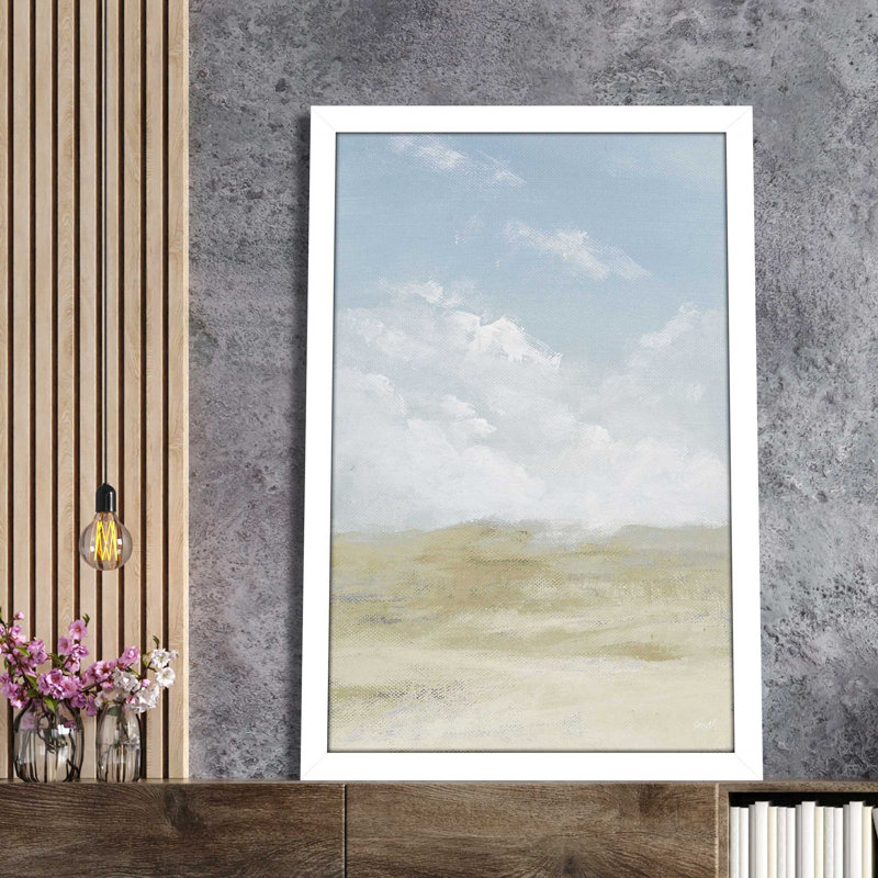 Ciel bleu au-dessus - Peinture, L 33,5 po x H 49,5 po, Cadre blanc