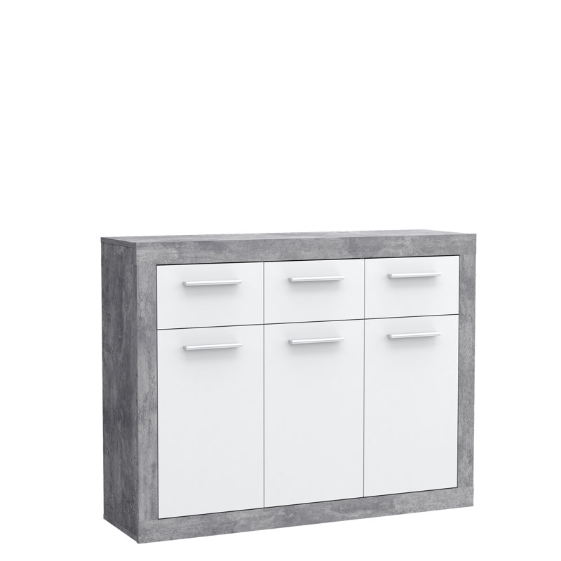 Deatonhill 117.9cm W 3 - Drawer Chest of Drawers, Grey/White