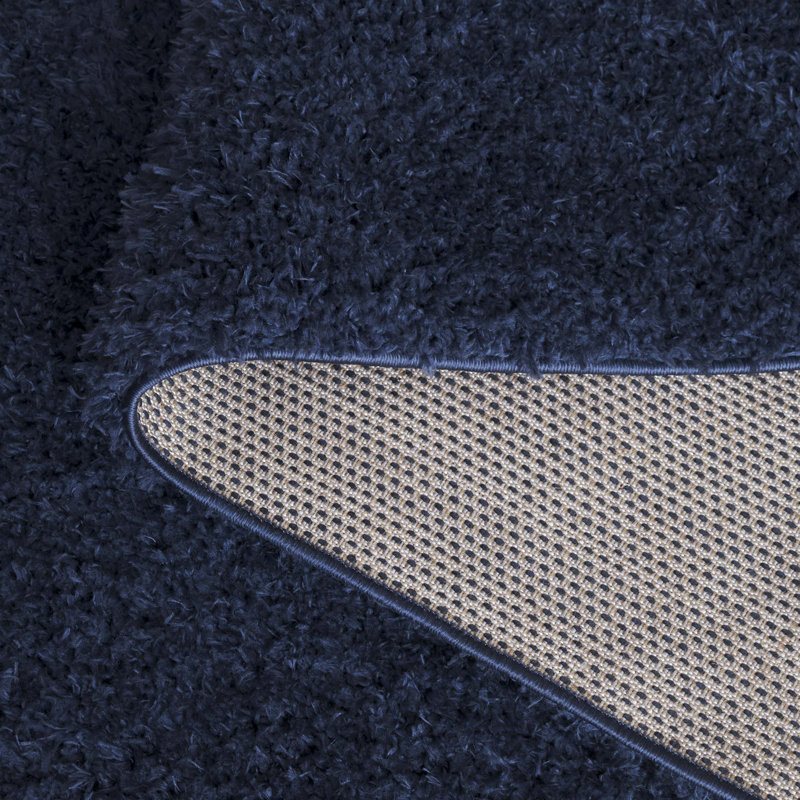 Tapis bleu marine en polyester tissé à la machine Brelee, Rectangle 5 pi 3 po x 7 pi 6 po