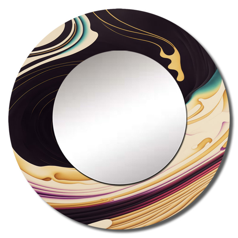 Miroir mural Pranavan mauve, or et bleu II, 23 po x 23 po