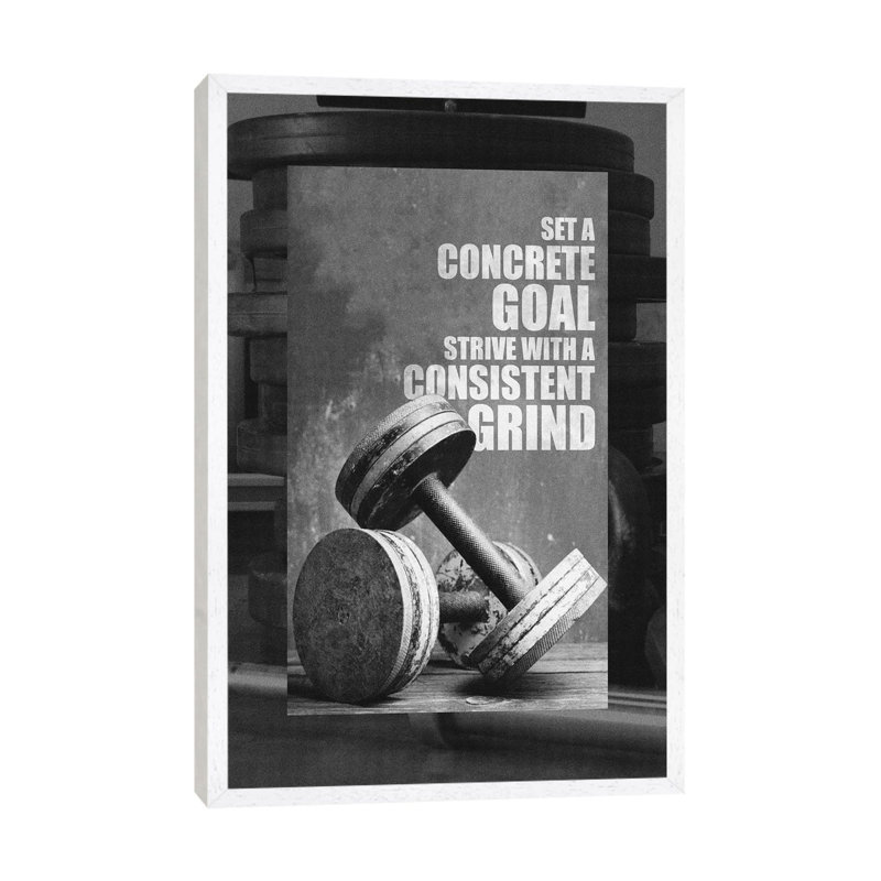 Motivational Gym Quote by Adrian Baldovino - Print on Canvas, 66.04cm H x 45.72cm W x 3.81cm D, White Framed