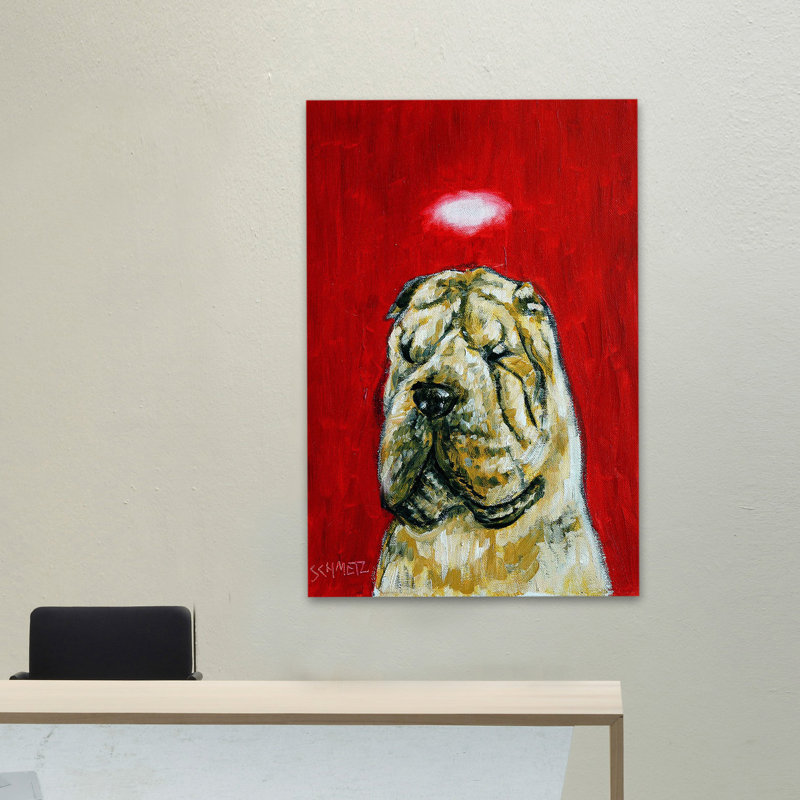 «Shar Pei Angel» par Jay Schmetz, reproduction sur toile, H 18 po x l 12 po
