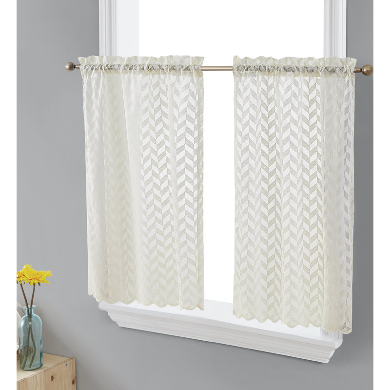 Machen Tailored Cafe Curtain, Beige, 30" W x 36" L