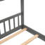 Lit de maison gris en bois de taille double - idéal pour le plaisir et le sommeil, avec structure de toit robuste, l 56,3 po de large, repose-pieds requis pour l'assemblage, grand lit de H 53,9 po