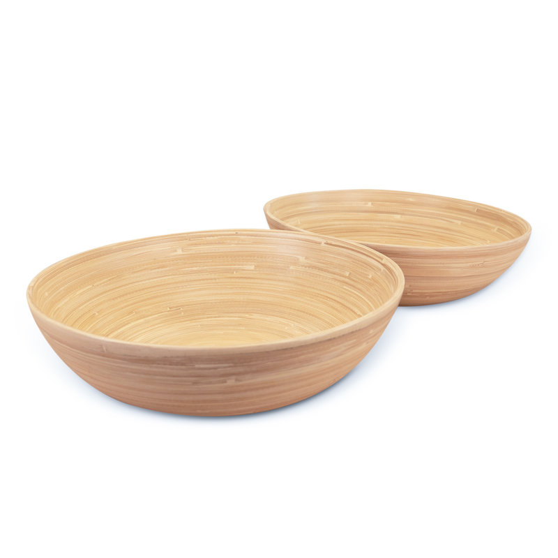Lexa Bamboo Salad Bowl Set,  Bamboo, Beige