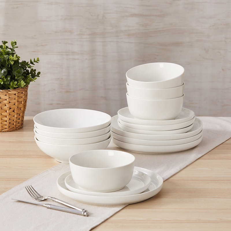 16-Piece Ceramic Dinnerware Set, White