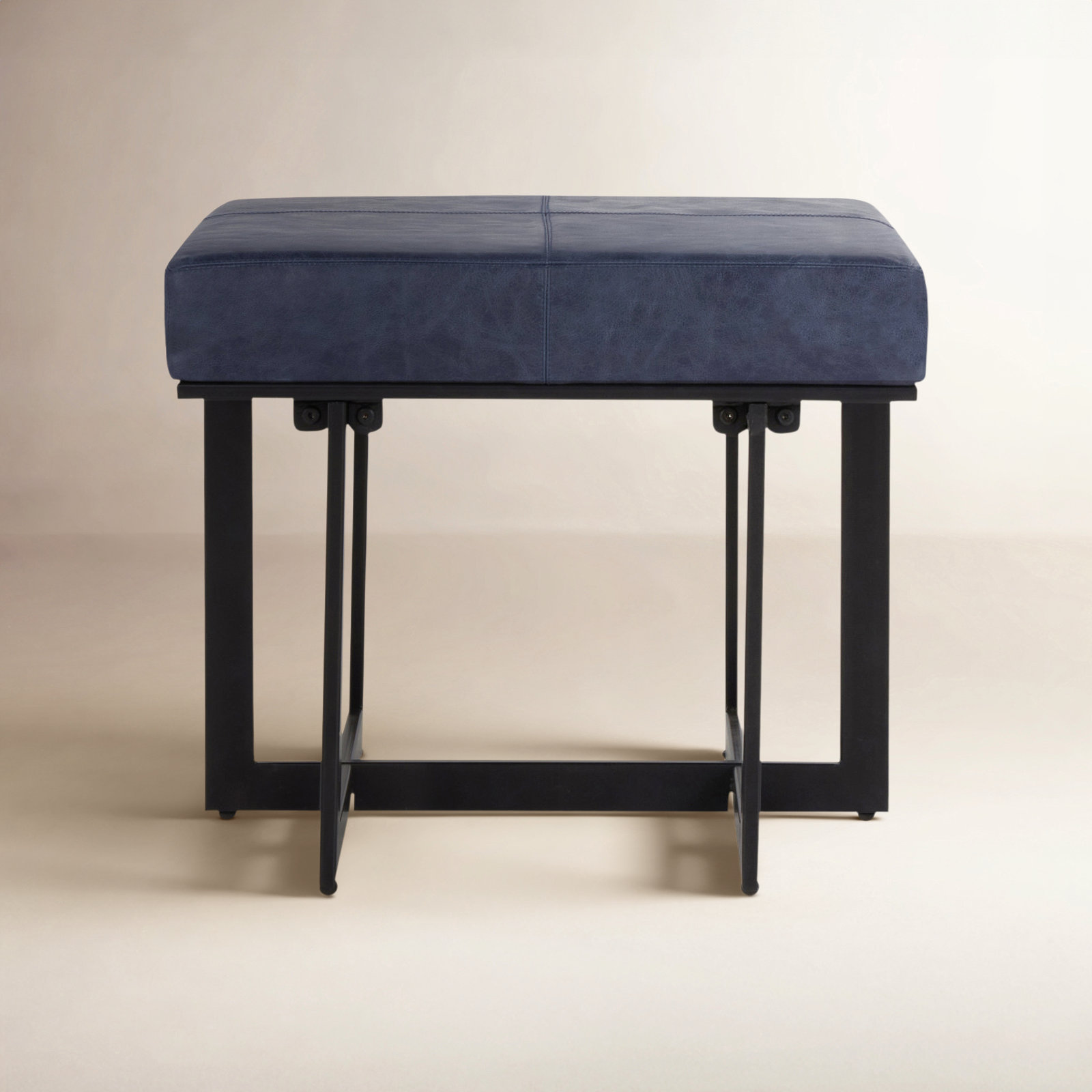 Calvin Leather Accent Stool, Blue