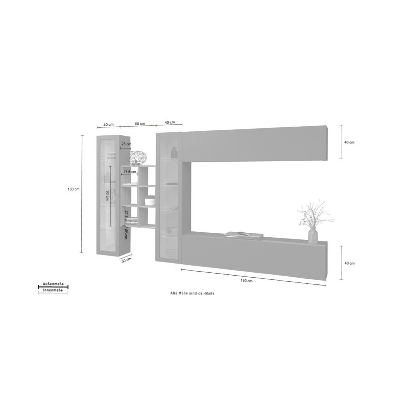 Carlanne Rectangle Accent Cabinet, Anthracite/Maple