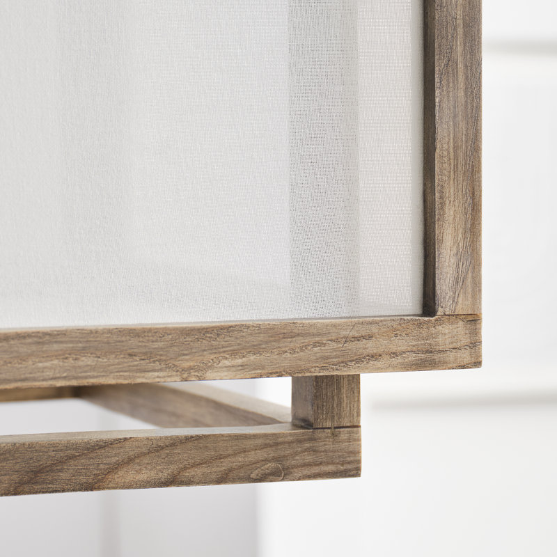 Weathered Oak Wood and White Linen 6-Light Linear Pendant