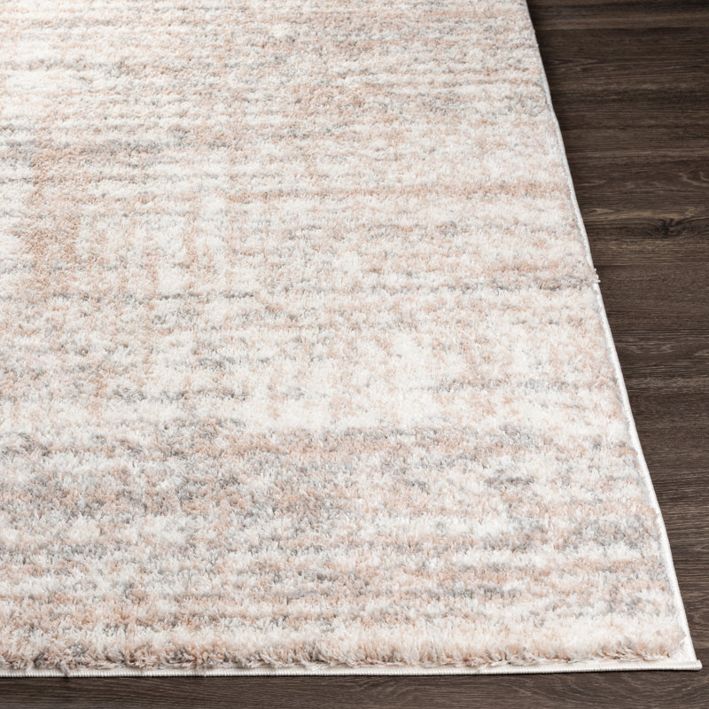 Mciver Power Loom Cream/Medium Gray/Pale Pink/Light Gray Pink Rug, Rectangle 7'10" x 10'