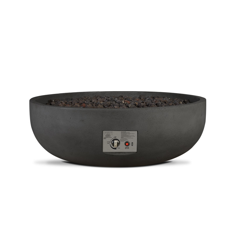 Carson 38" Round Concrete Propane Fire Pit in Carbon by Jensen Co., 14.5" H x 38" W x 38" D, Black, Natural Gas