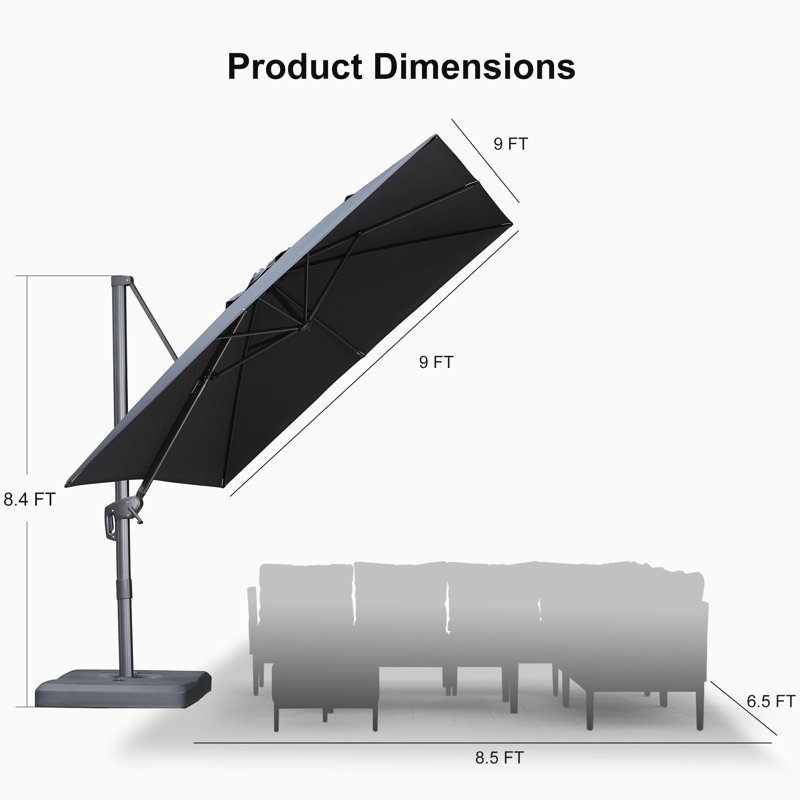 274cm Cantilever Parasol, Dark Grey