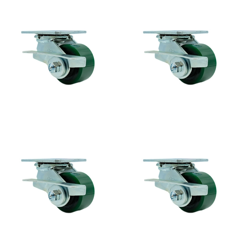 Poly vert sur roulettes en acier