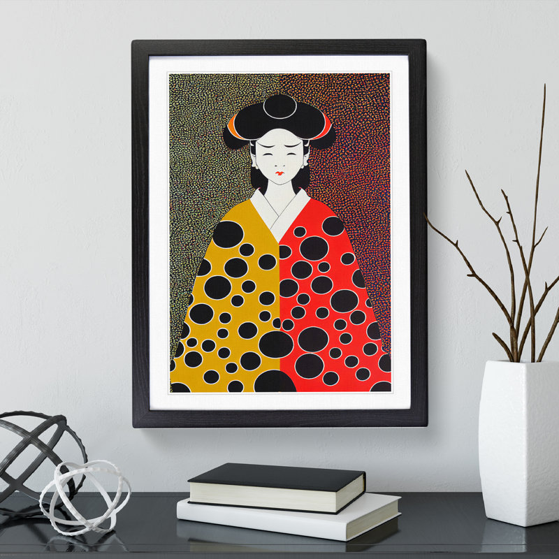 Spotted Geisha - Single Picture Frame Print, Black Framed, 64cm H x 46cm W x 2cm D