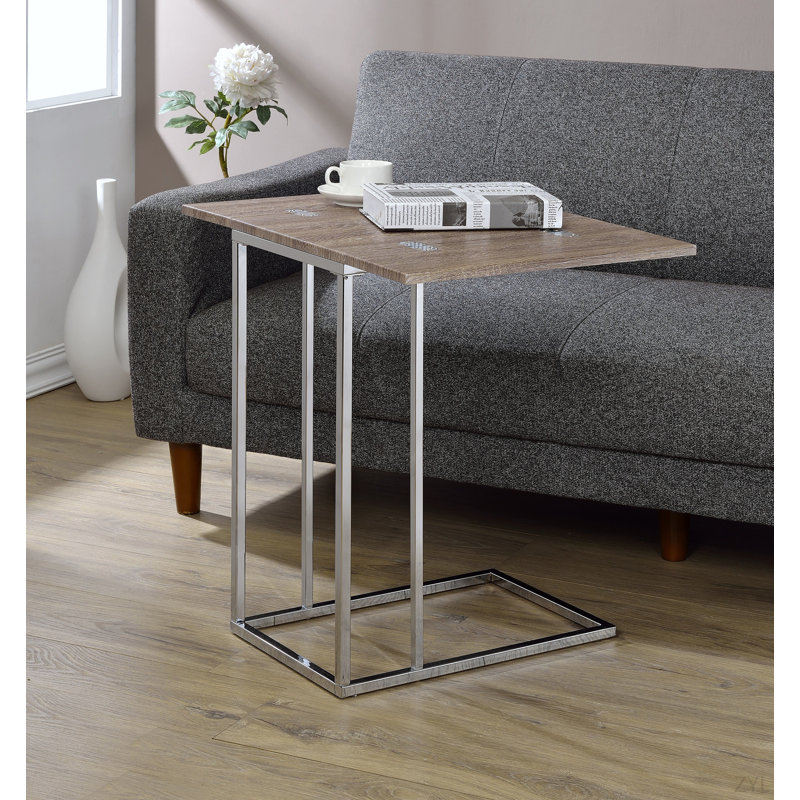 Weathered Oak & Chrome Finish Accent Table