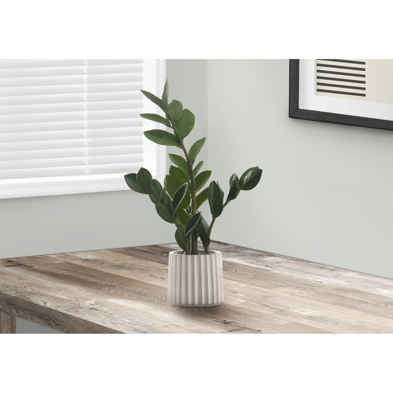 20 po de hauteur plante artificielle Zz en pot de ciment gris, plante décorative d'intérieur avec effet de verdure