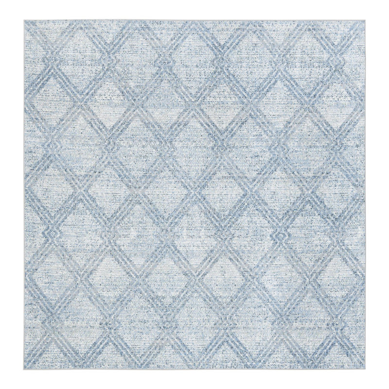 Langley Street® Modern Trellis Massie Rug, Square 7'10", Light Blue