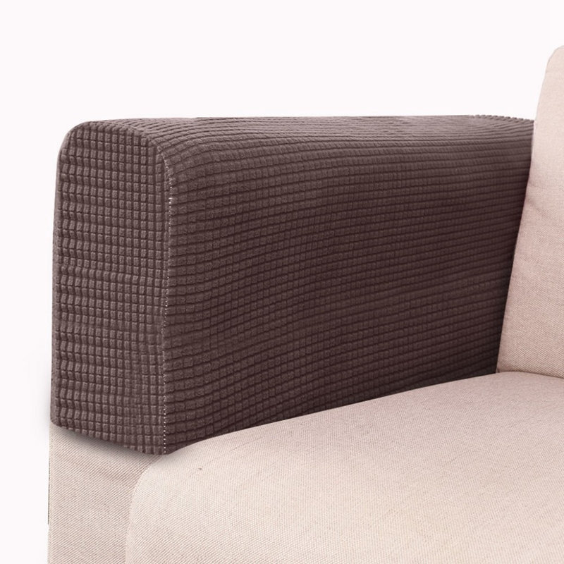 Ensemble de 2 housses en polaire de couleur unie avec accoudoirs extensibles en polaire Shake, Molleton brun
