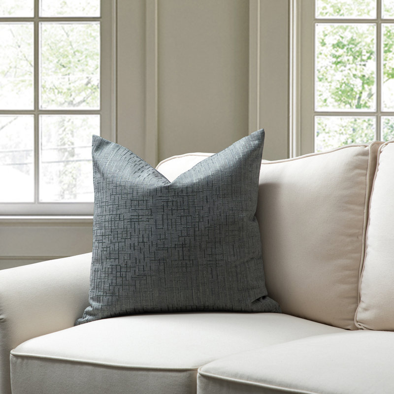 Housse et insert de coussin carré en mélange de coton Lehner, Mélange de duvet, Vert