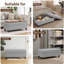 Banc multi-fonctionnel pour repose-pieds avec couvercle rabattable en bois et coussin-439540615