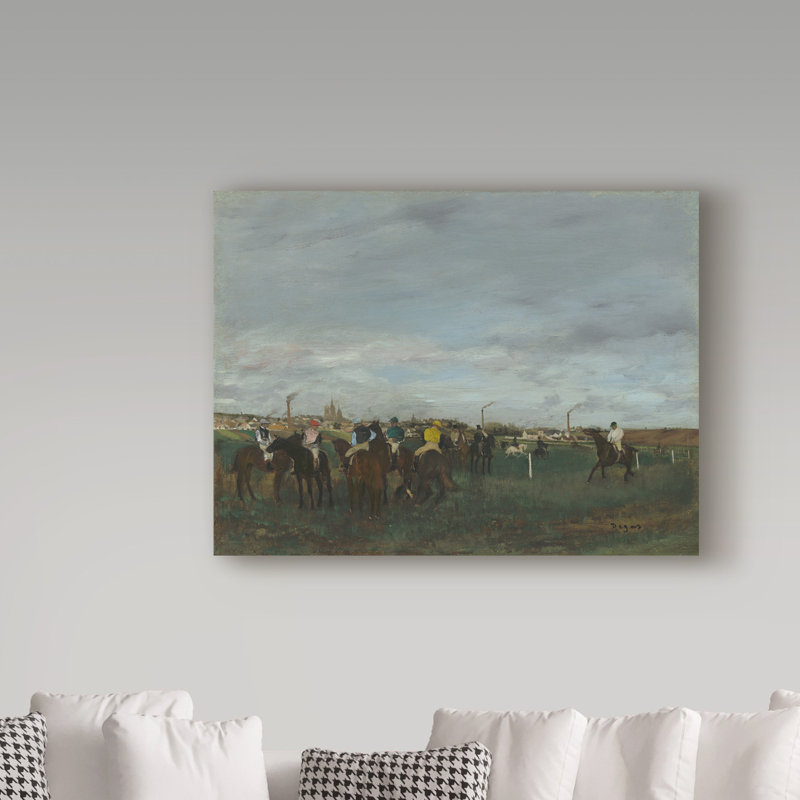 « the courses » par edgar degas, reproduction de peinture à l’huile sur toile tendue, H 14 po x l 19 po x P 2 po